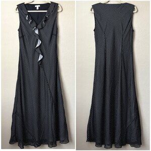 Charter Club 12 Contrasting Polka Dot Print Ruffle Front Maxi Summer Dress